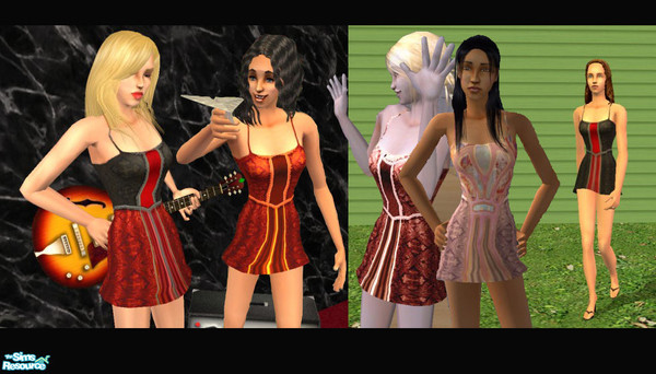 Sims 2 — Vampire SuperMiniDresses by w33n4r — 5 dresses using the vampire dress texture to recolor the superminidress