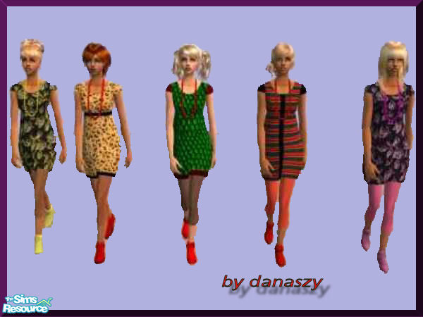 Sims 2 — Spring-summer set by danaszy — A nice spring-summer set of five easy care everydays dresses for adult female,