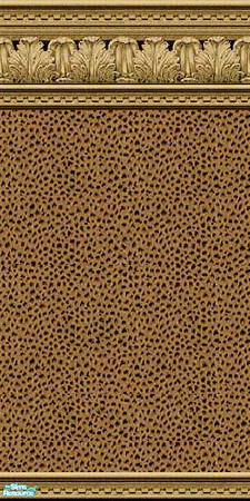 Sims 2 — jsf2AcanthusLeopard by jsf — Carved acanthus leaves and dentile moulding in wood tones hold a spotted leopard
