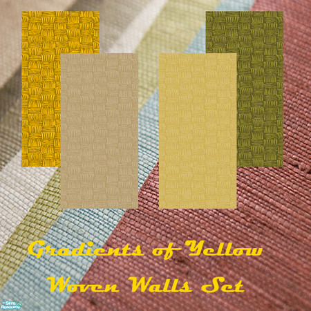 Sims 2 — Yellow Woven Walls Set by Sheera — This set includes 4 walls, their type is \"tile\". Each wall cost