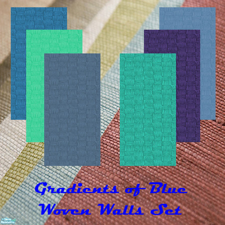 Sims 2 — Blue Woven Walls Set by Sheera — This set includes 6 walls, their type is tile. Each wall cost 12. The colors