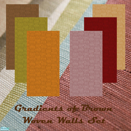 Sims 2 — Brown Woven Walls Set by Sheera — This set includes 6 walls, their type is tile. Each wall cost 12. The colors