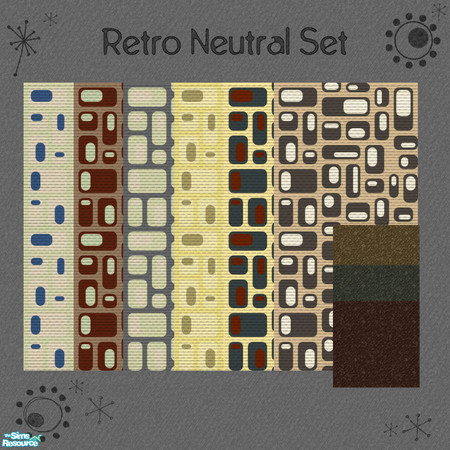 Sims 2 — Retro Neutral Set by hells_pardon — A set of 6 walls and 3 floors in a retro theme. 