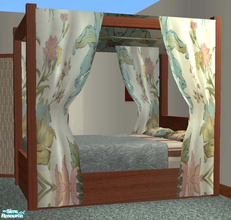 Sims 2 — Oriole Bedroom Bed Curtains by DiamondSim — Curtains are seperate from the bed, and need the moveobjects on