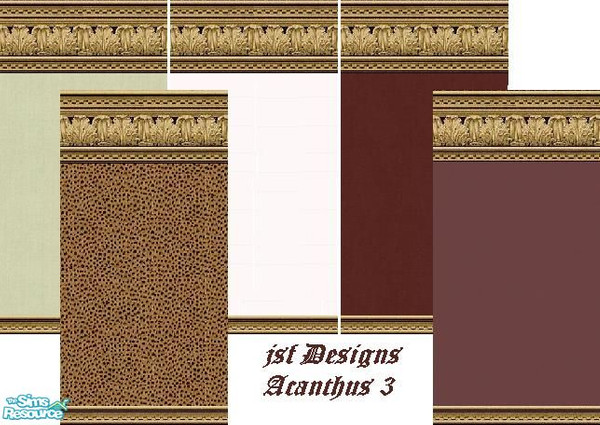 Sims 2 — jsf Designs Acanthus3 by jsf — Carved acanthus leaves and dentile moulding in wood tones hold colors of light
