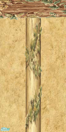 Sims 2 — Tuscan Wall 4 by TJA — Tuscan wall base with wood column and wood board.