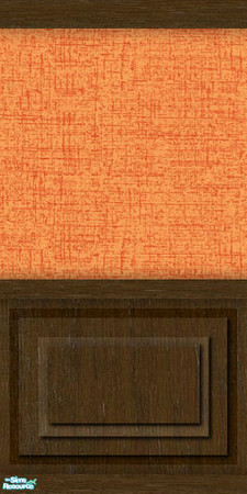 Sims 2 — NK Mission LR Orange  - Wall by MoMama — Dark Sorrell wood paneling is topped by a bright orange fabric.