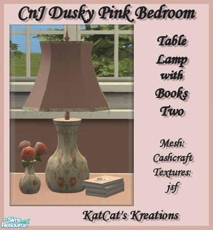 Sims 2 — CnJ Dusky Pink Bedroom - Table Lamp with Books Two by KatCat — Recolor of Cashcraft\'s \"Vintage Charm