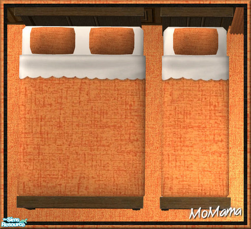 Sims 2 — NK Mission BR Orange - Bedding by MoMama — Cheerful orange bedding with white sheet and mattress give a warm