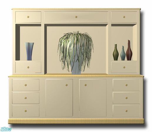 Sims 2 — Beach House Lounge Dresser by simtomatic — Three-tile dressr with modified slots to display your decoration.
