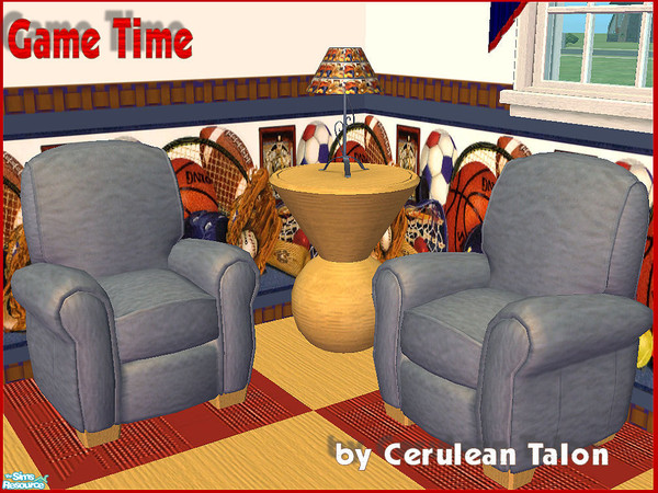 Sims 2 — Game Time Sports Club - Blue Chair by Cerulean Talon — Vivid colors make this exciting theme a must for any Sims