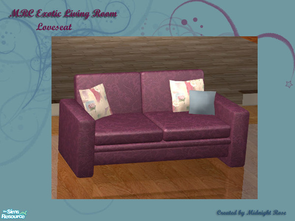 Sims 2 — MRC Exotic Living -  Loveseat by MidnightRose — Recolor of sim_man 123\'s Tori loveseat. Created by Midnight