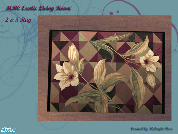 Sims 2 — MRC Exotic Living - Rug by MidnightRose — 2x3 Rug recolor, requires Windkeeper\'s 2x3 rug mesh (link below) AND