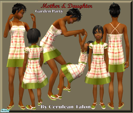 Sims 2 — Mother and Daughter - Garden Party by Cerulean Talon — How cute is having matching mother and daughter