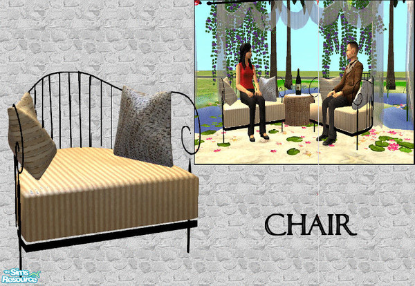 Sims 2 — Iron outdoor set - chair by kibanahnah — A mini set of 5 items to relax in the garden! Include a gazebo with