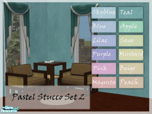 Sims 2 — Pastel Stucco Wall Set 2 by TingelingAnna — A set of walls for you sims houses. The light pastel colors give the