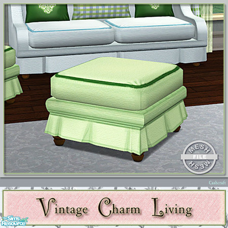 Sims 2 — Vintage Charm Living - Ottoman Mesh by Cashcraft — A sofa, loveseat, armchair, ottoman, and coffee table for the