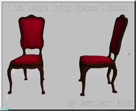 Sims 2 — The Lodge  - Desk Chair by Cerulean Talon — Elegant, dark woods and rich red leather apolstry. Wonderful for