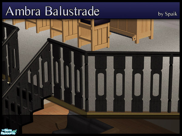 Sims 2 — Ambra Balustrade - Black Wood by Spaik — Matching balustrade for my Ambra staircase. Mission match colour.