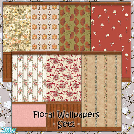 Sims 2 — Floral Walls - Set2 by Donnha — Vintage to Modern Day foral wallpapers. 