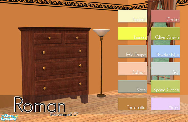 Sims 2 — Roman by Limefwooper — Painted walls featuring a Roman-inspired pattern. Enjoy!