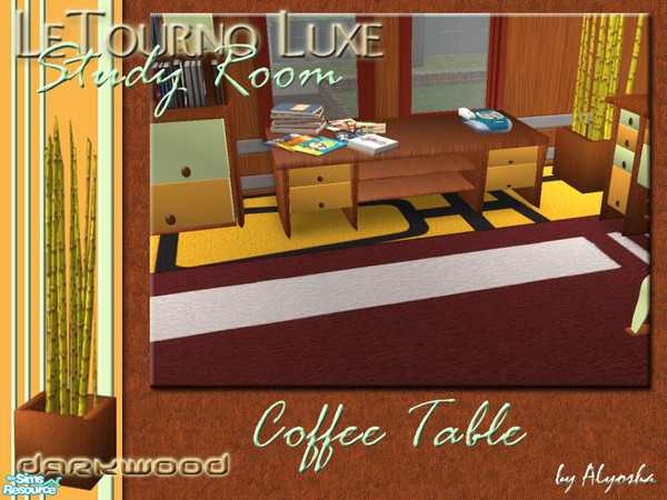 Sims 2 — LeTourno Luxe Study Room in Dark Wood - Coffee Table by Alyosha — Part of the LeTourno Luxe Studyroom in