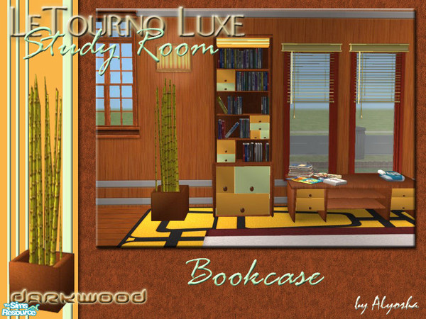 Sims 2 — LeTourno Luxe Study Room in Dark Wood - Bookcase by Alyosha — Part of the LeTourno Luxe Studyroom in Darkwood