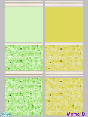 Sims 2 — Mama Ds Special Mint & Yellow Glass Tile Set by mamads32209 — A requested color set of my glass tile sets.