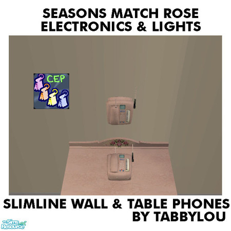 Sims 2 — TL - SM Rose Electronics+Lights SlimLinePhones by TabbyLou — Slim Line Phones (Wall & Table Top) Recolor of