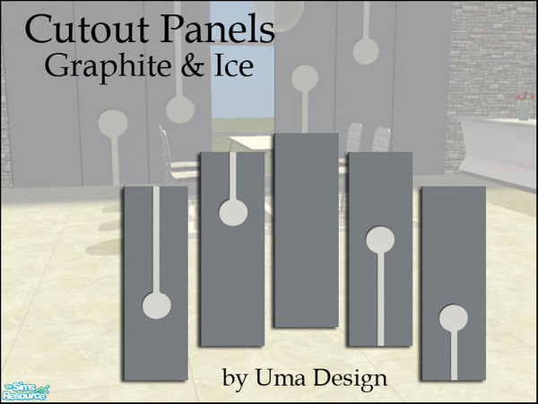 Sims 2 — Cutout Panels Set - Graphite & Ice by Uma Design — Get modern! Try these cutout panels in graphite grey on