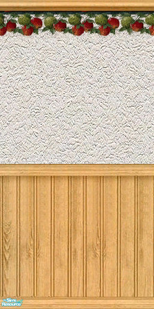 Sims 2 — SFH Kitchen - Wallpaper by Murano — Rustic wallpaper with slats and apple print.