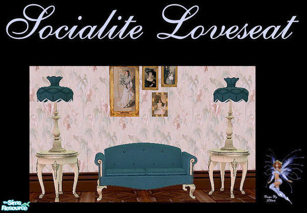 Sims 2 — Socialite Livingroom Collection - 1 by LD202 — Socialite Loveseat (2 tile) in a nice blue green color with light