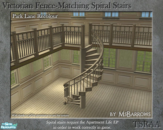 Sims 2 — Victorian Spiral Stairs - Park Lane Recolour by MsBarrows — A spiral staircase created to match my Victorian