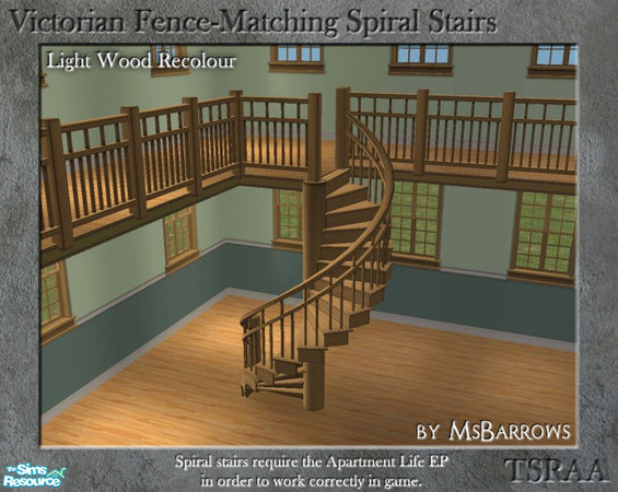 Sims 2 — Victorian Spiral Stairs - Light Wood Recolour by MsBarrows — A spiral staircase created to match my Victorian