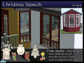 Sims 2 — Christmas Stencils SET by Spaik — Two stencils placeable on any window (though they don\'t look well on all