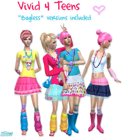 Sims 2 — Vivid for Teens  by simal10 — My Vivid set converted for teens.Bagless verisons included. Have fun!!