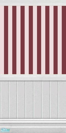 Sims 2 — Deep Rose Wallpaper Collection I - Deep Rose Stripes With White Wood by HollyChappell — Beautiful, clean,