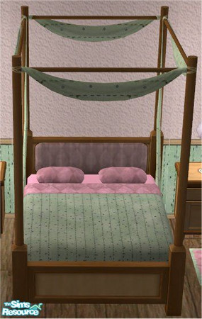 Sims 2 — Midlands TC 117 Spring Delight Bedroom Set - 4 Poster Bed by midland_04 — 4 poster bed, with green veils. Green