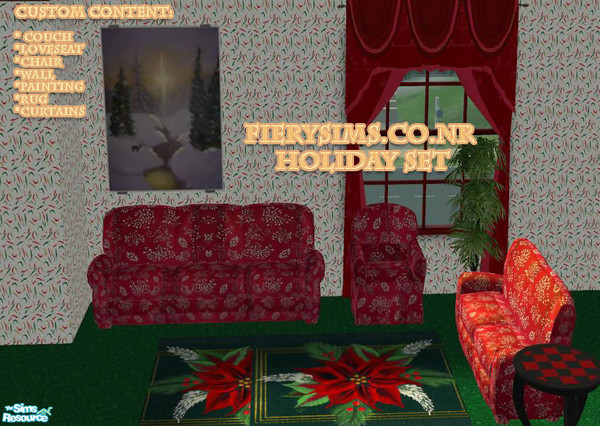 Sims 2 — Red Christmas Sofa  by vikachue — I hope you enjoy this download. This set is available at