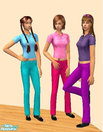Sims 2 — Coloured jeans by baybii_vanity — 3 pairs of coloured jeans