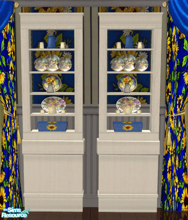 Sims 2 — Sunny Sunflower Bedroom Cabnet by lisa9999 — Tall cabnet filled with sunflower covered items.