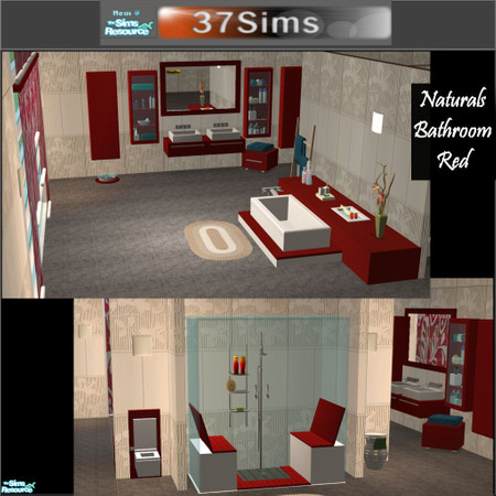 Sims 2 — Naturals Bathroom Red by Elize-37sims — Recolor of the Naturals Bathroom. The walls used in the screenshot is