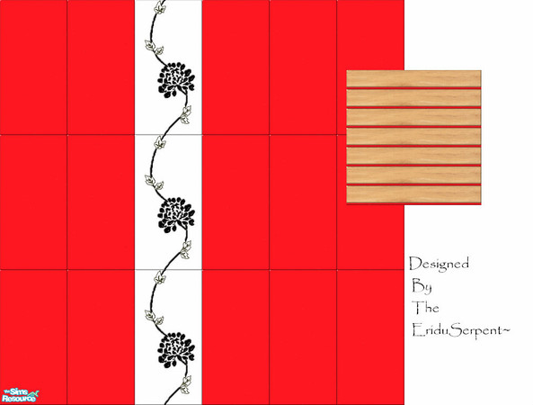 Sims 2 — Japanese Chrisanthaman Set by eriduserpent — A modern set , two walls and a matching wood floor. Designed By The