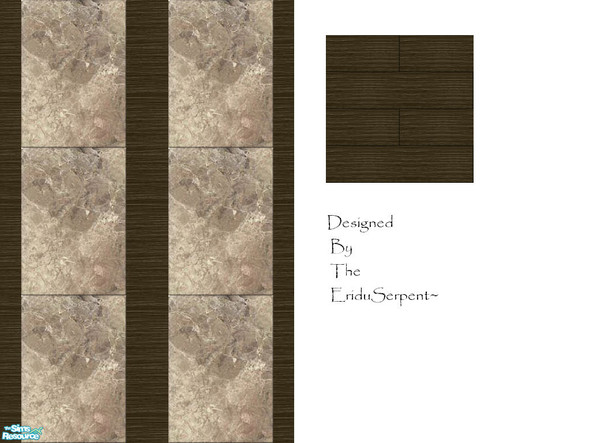 Sims 2 — Snake Marble Panel & Floor Set by eriduserpent — A gorgeous marble/wood panel with a wood floor to match.