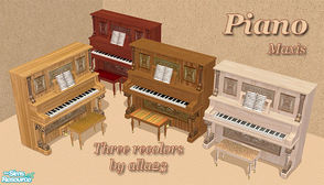 Sims 2 — Piano - set by Semitone — Three Maxis recolors (\"Upright\").