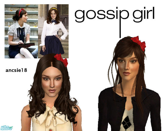 Sims 2 — Blair\'s red ribbon headband by ancsie18 — Blair Waldorf\'s red ribbon headband in red colour.