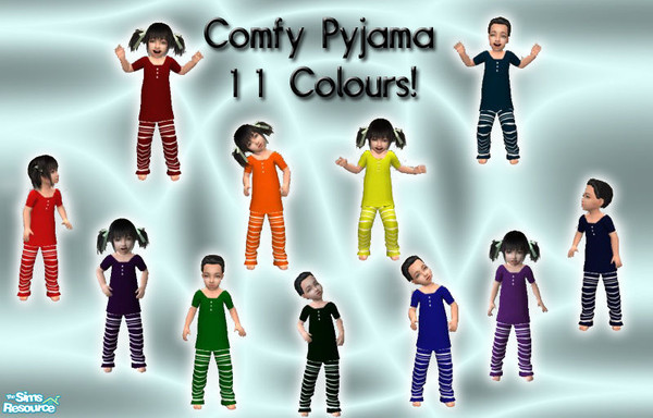 Sims 2 — Comfy Pyjama by Cassina — Recolour of Evi\'s pyjama for toddler, boys and girls. 11 colours, enjoy!