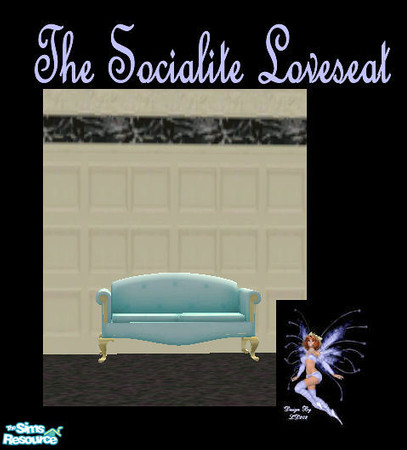 Sims 2 — Socialite Livingroom Collection - 1 by LD202 — Socilite livingroom loveseat in lovly blue with gold accents.