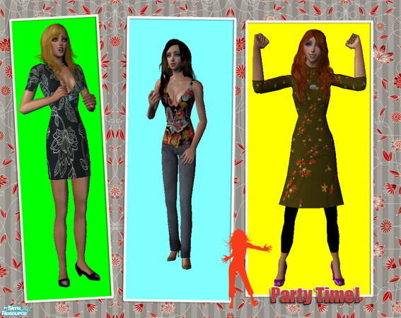 Sims 2 — Party Time! by Hannahmoly134 — three clothes in one set, two clothes needs mesh and one is a maxis recolor.