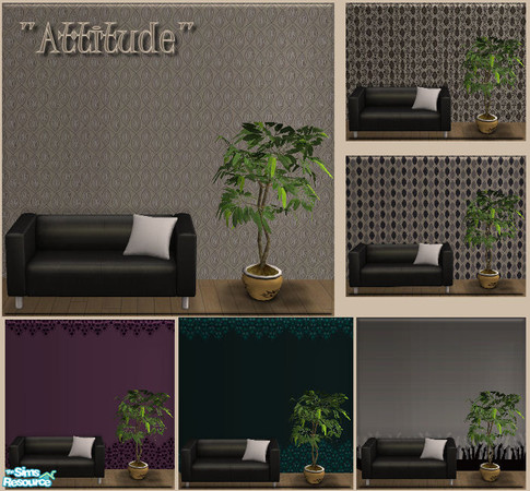 Sims 2 — Attitude by FaronDesign — The \"Attitude\" set contains 6 wallpapers, one of them in 3 colours, one in